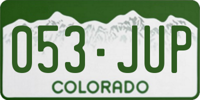 CO license plate 053JUP
