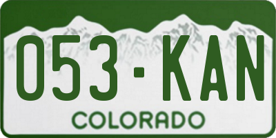 CO license plate 053KAN