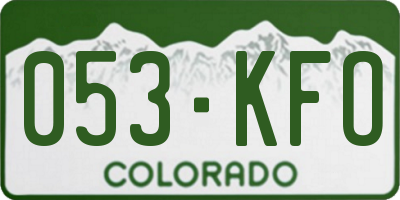 CO license plate 053KFO