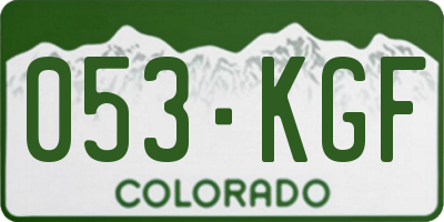 CO license plate 053KGF