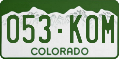 CO license plate 053KOM