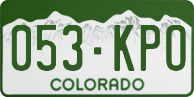 CO license plate 053KPO