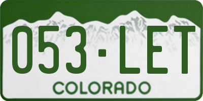CO license plate 053LET