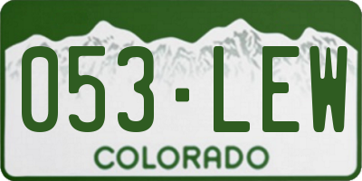 CO license plate 053LEW