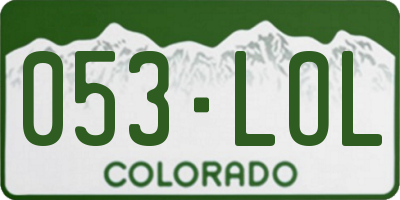 CO license plate 053LOL
