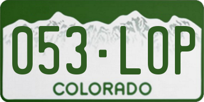 CO license plate 053LOP