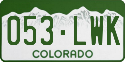 CO license plate 053LWK