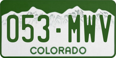 CO license plate 053MWV
