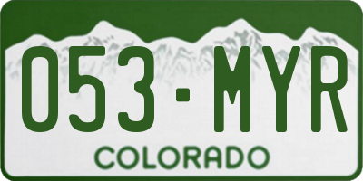 CO license plate 053MYR