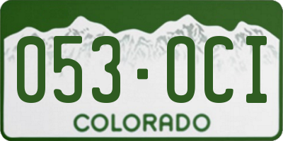 CO license plate 053OCI