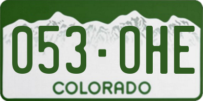 CO license plate 053OHE