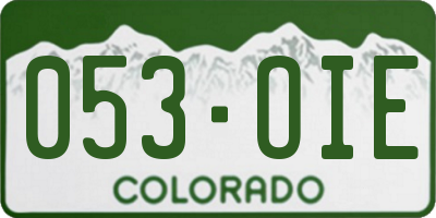 CO license plate 053OIE