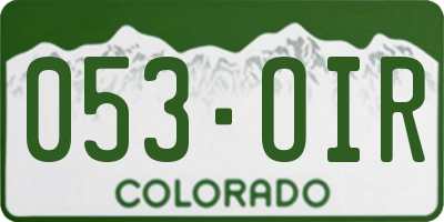 CO license plate 053OIR