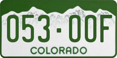 CO license plate 053OOF