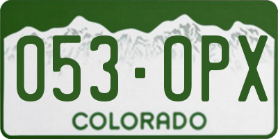 CO license plate 053OPX