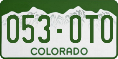 CO license plate 053OTO