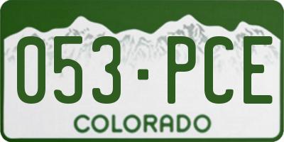 CO license plate 053PCE