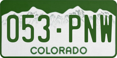 CO license plate 053PNW