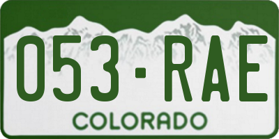 CO license plate 053RAE