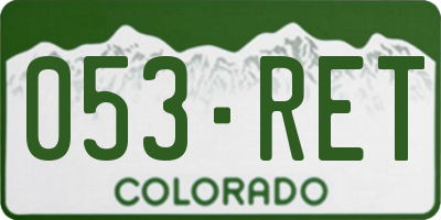 CO license plate 053RET