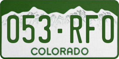 CO license plate 053RFO