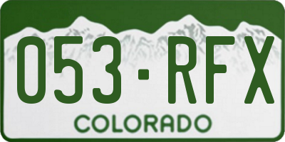 CO license plate 053RFX
