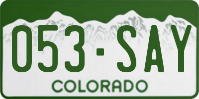 CO license plate 053SAY