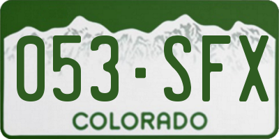 CO license plate 053SFX