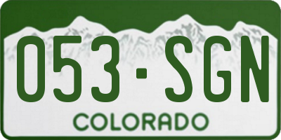 CO license plate 053SGN
