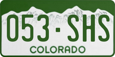 CO license plate 053SHS