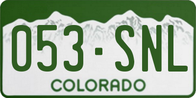 CO license plate 053SNL
