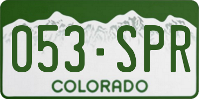 CO license plate 053SPR
