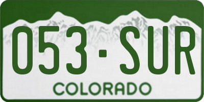 CO license plate 053SUR