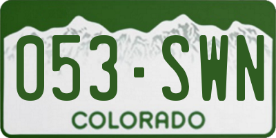 CO license plate 053SWN