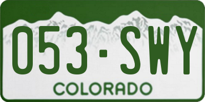 CO license plate 053SWY