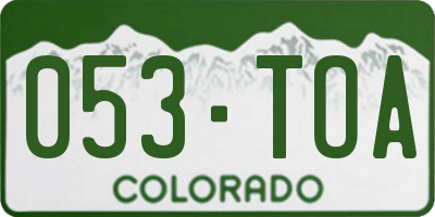 CO license plate 053TOA