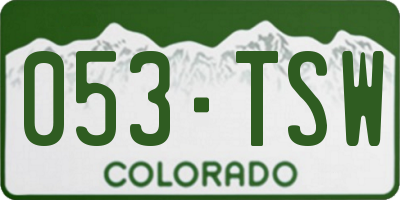 CO license plate 053TSW
