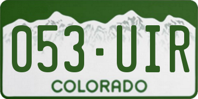CO license plate 053UIR