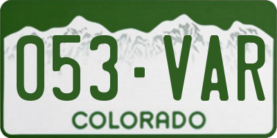 CO license plate 053VAR