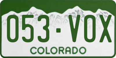 CO license plate 053VOX