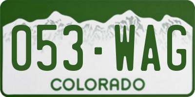 CO license plate 053WAG