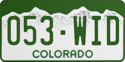 CO license plate 053WID