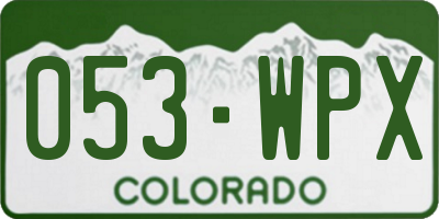 CO license plate 053WPX