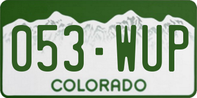 CO license plate 053WUP