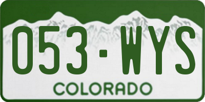 CO license plate 053WYS