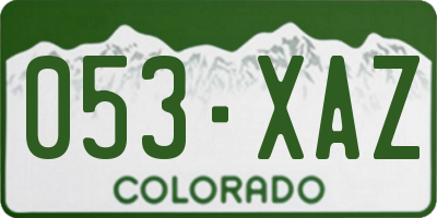 CO license plate 053XAZ
