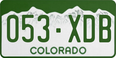CO license plate 053XDB