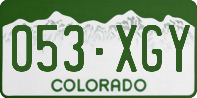 CO license plate 053XGY