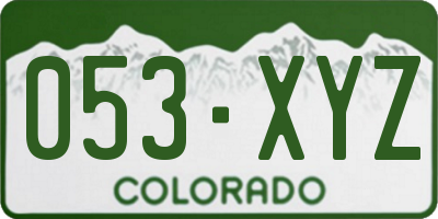 CO license plate 053XYZ