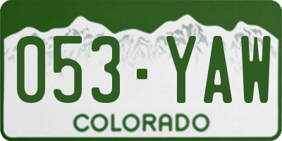 CO license plate 053YAW